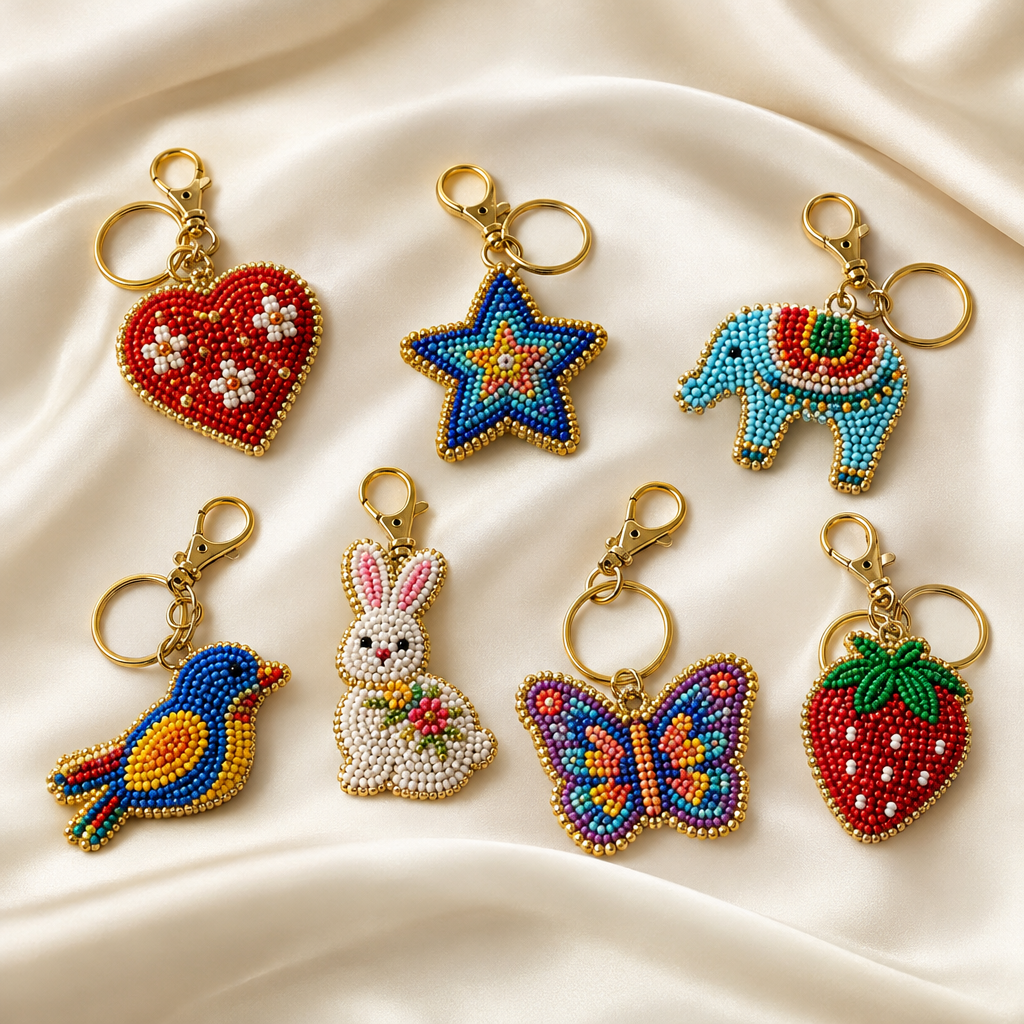 Beaded Keychain Charm Duo